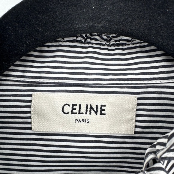 Celine Classic with Frill Collar in Stripped Cotton Black/White Size 42/ US 10 - Picture 3 of 8
